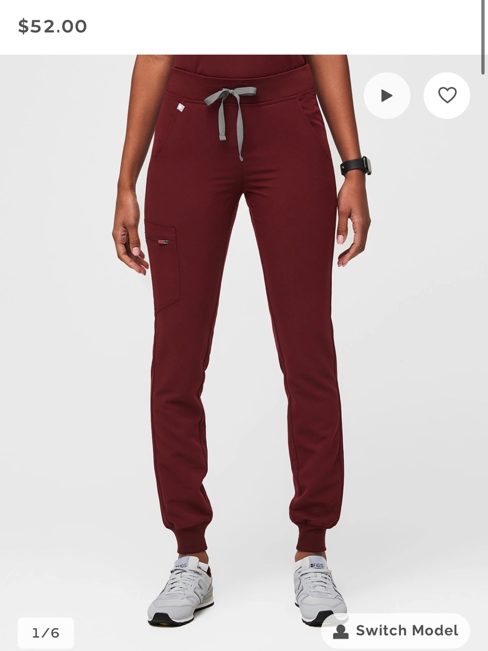 Figs Wine Maroon Drawstring Joggers with Gray Tie